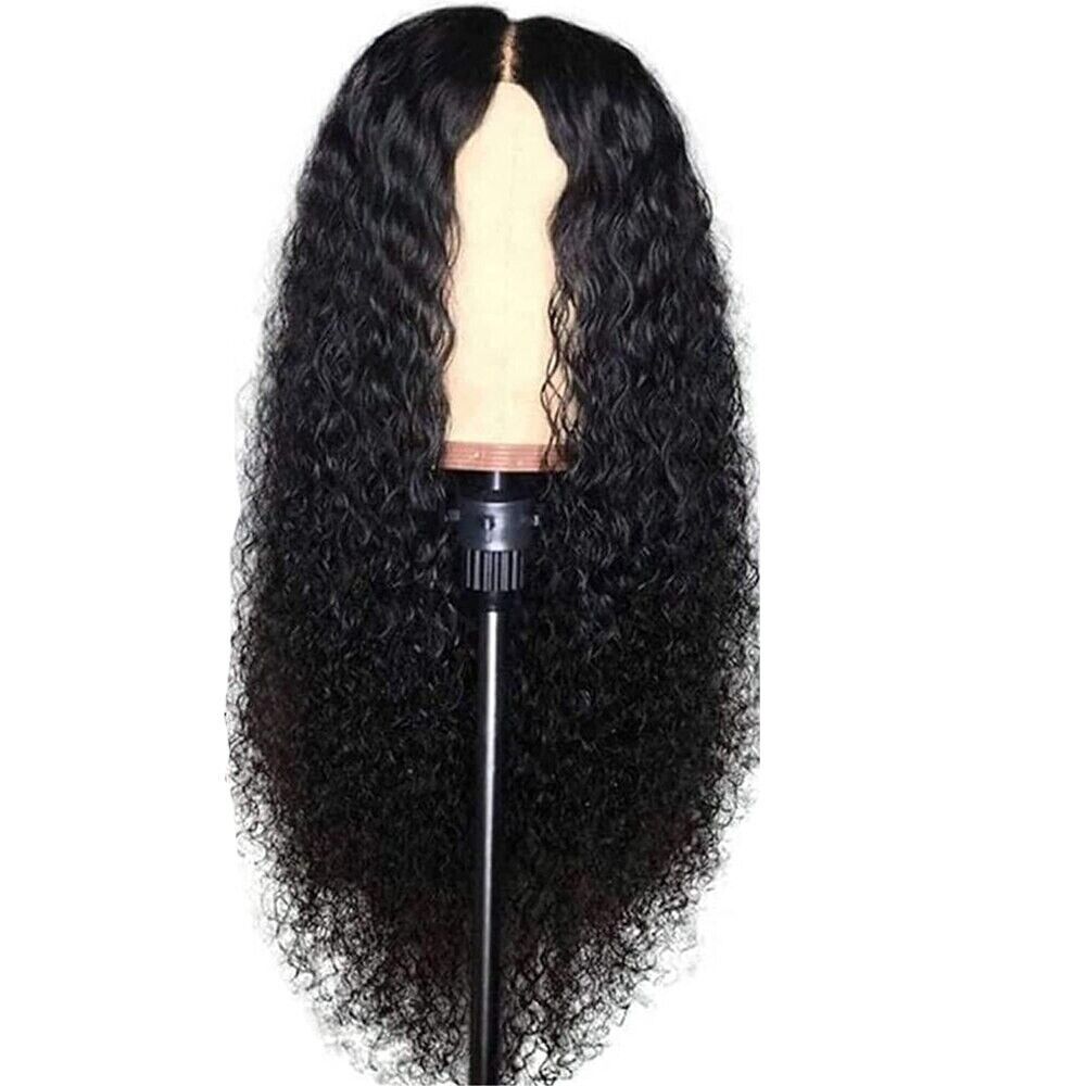 AA Hair Front Wig featuring long, curly, and wavy Brazilian human hair, designed for women with a natural look.