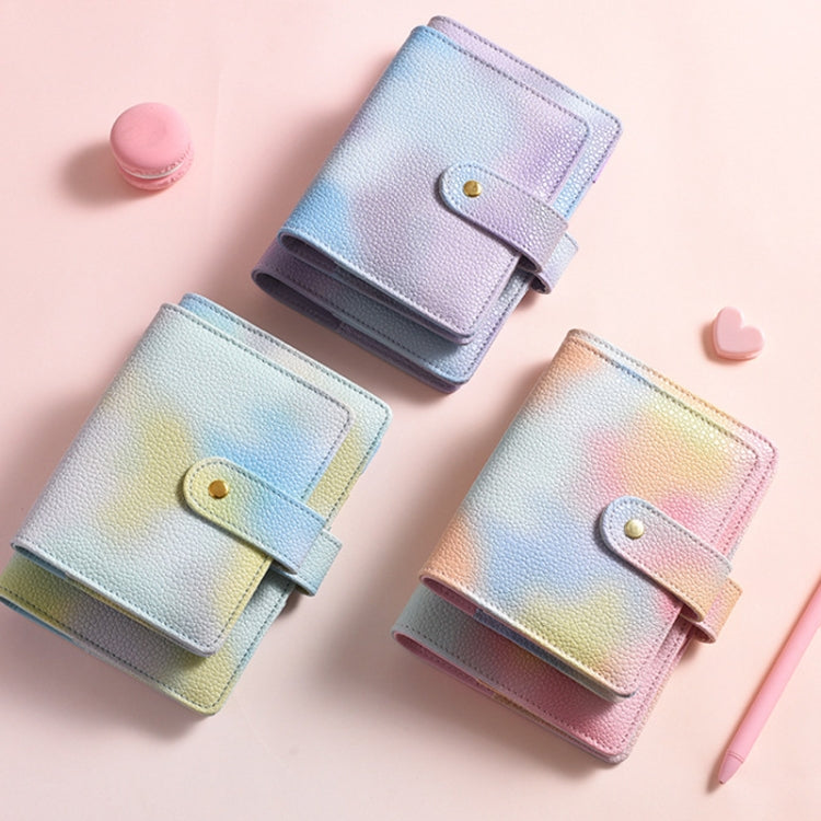 A7 PU Leather Macaron Notebook featuring a waterproof shell, brass buttons, and a tie-dyed design, ideal for stylish organization.