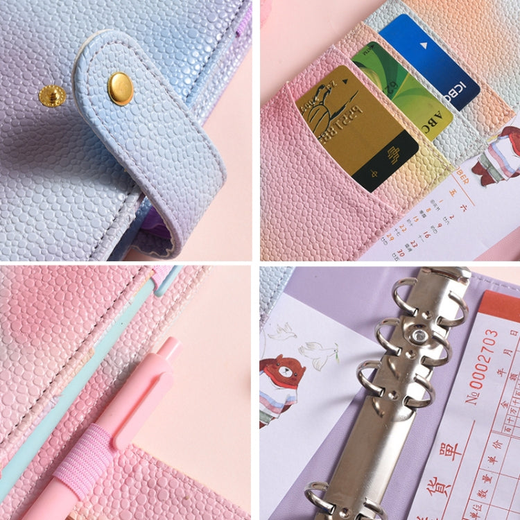 A7 PU Leather Macaron Notebook featuring a waterproof shell, brass buttons, and a tie-dyed design, ideal for stylish organization.