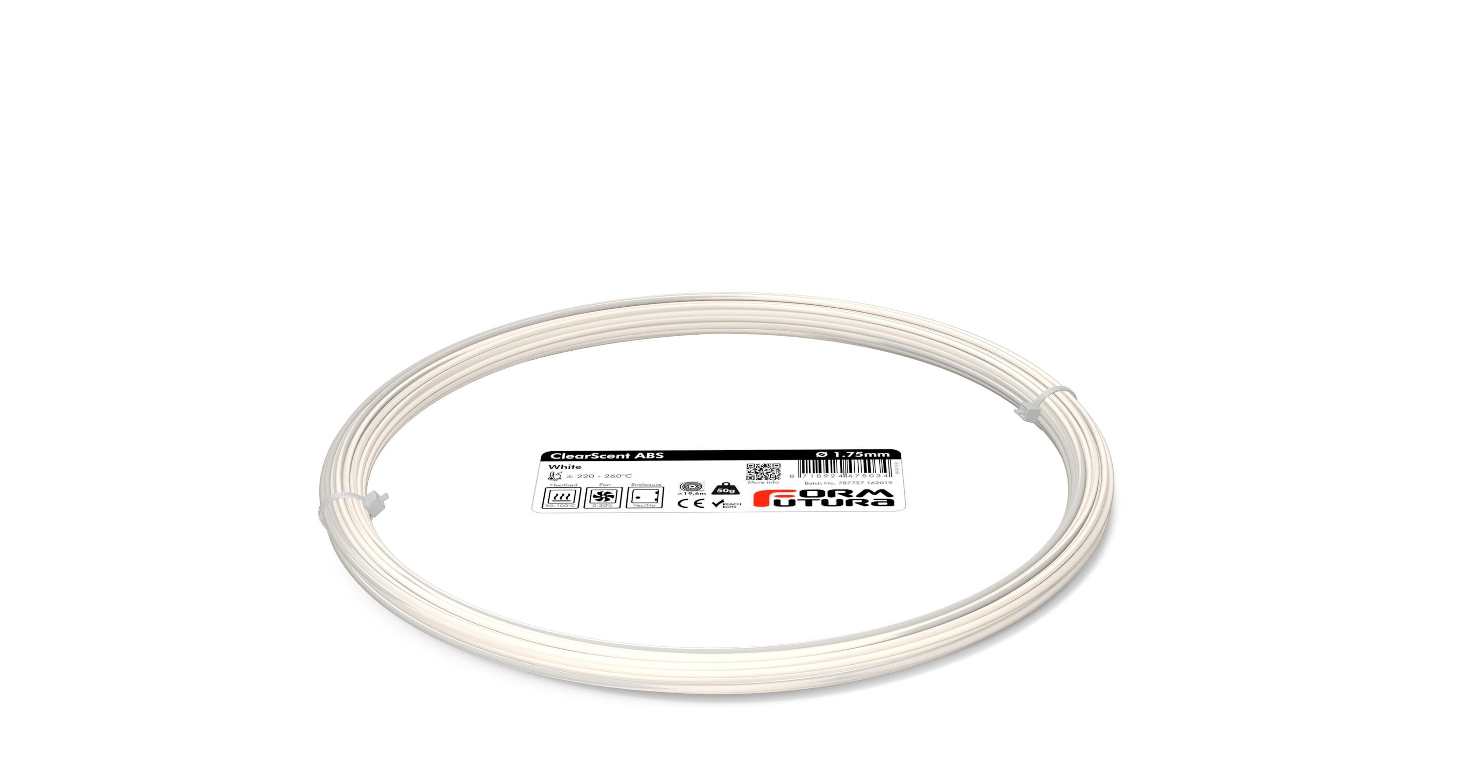 ClearScent ABS filament in black and clear colors, showcasing its transparent quality and spool design for 3D printing.