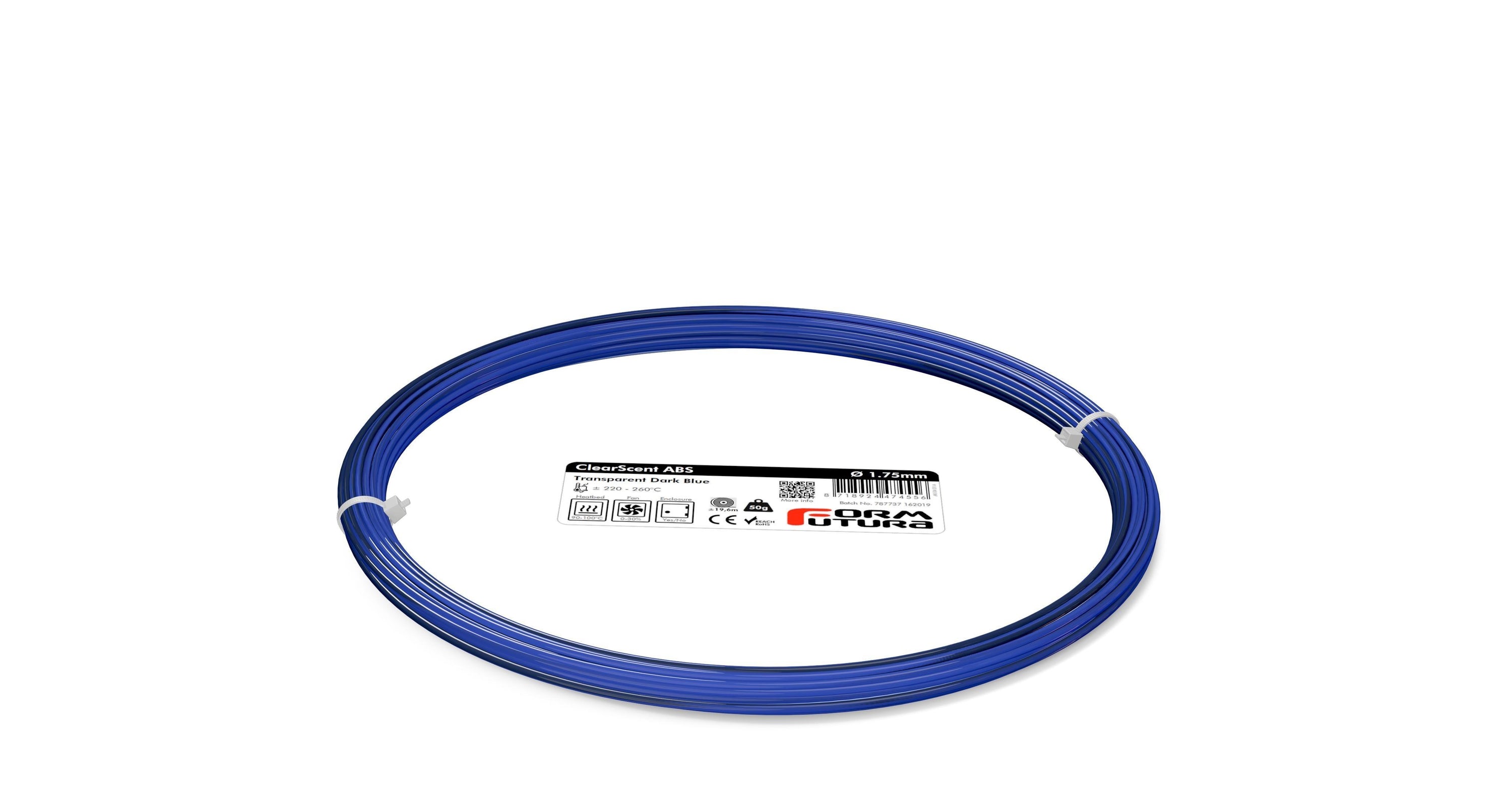 ClearScent ABS filament in black and clear colors, showcasing its transparent quality and spool design for 3D printing.