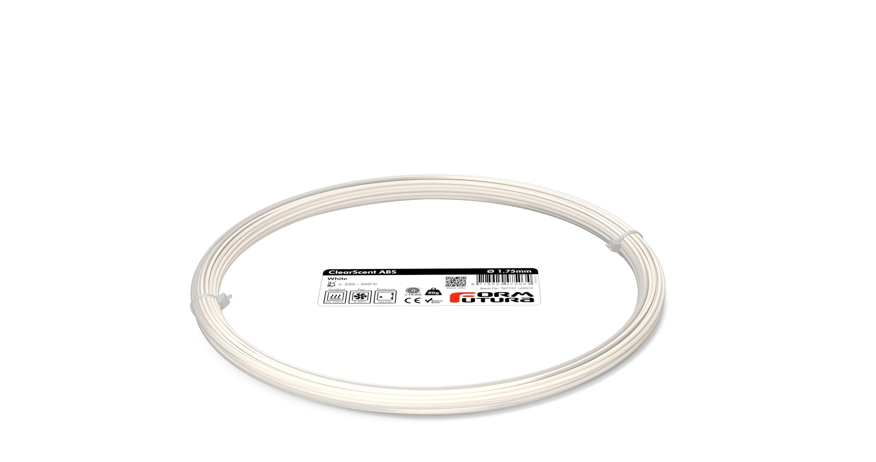 ClearScent ABS filament in black and clear colors, showcasing its transparent quality and spool design for 3D printing.