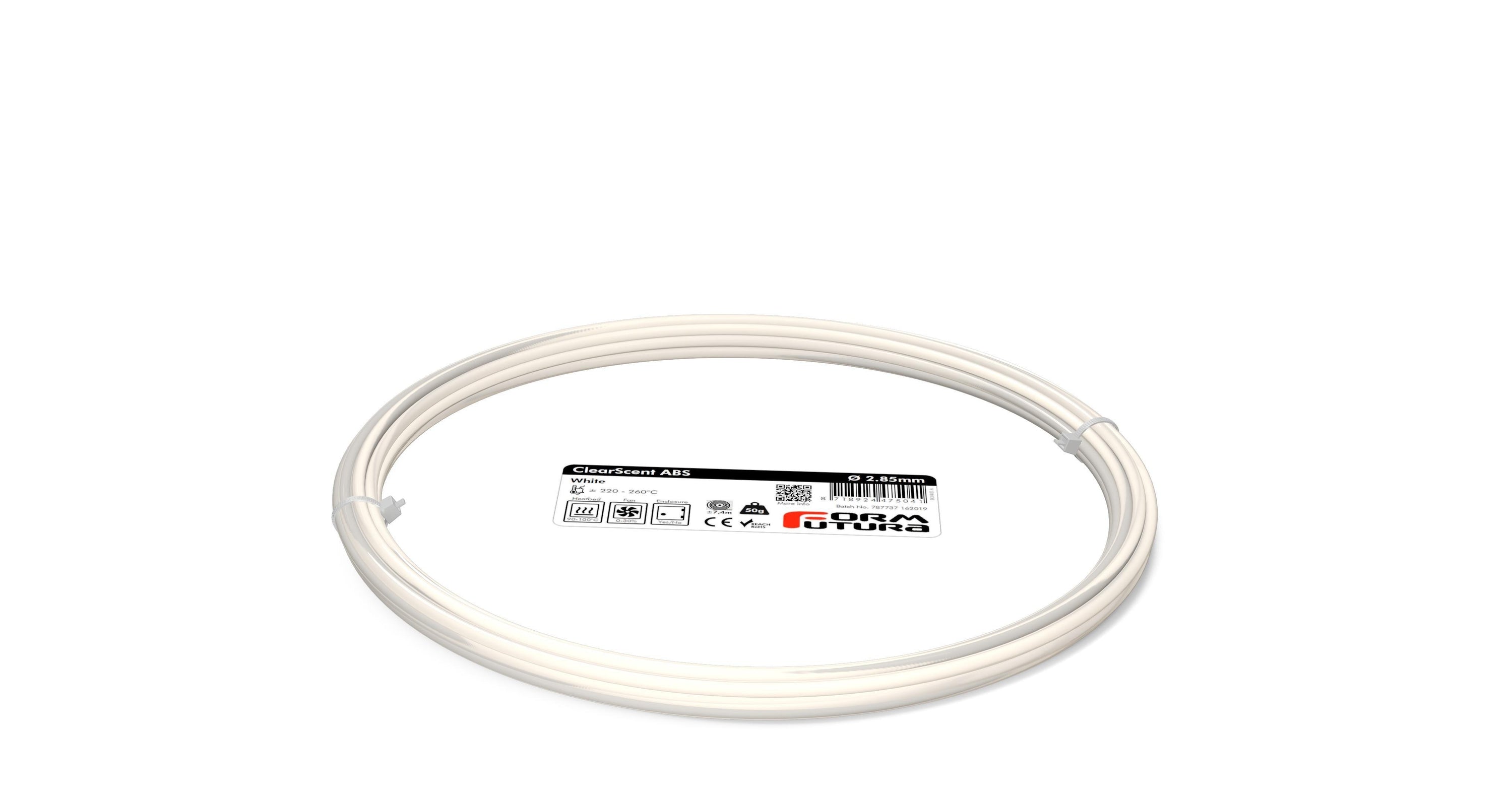 ClearScent ABS filament in black and clear colors, showcasing its transparent quality and spool design for 3D printing.