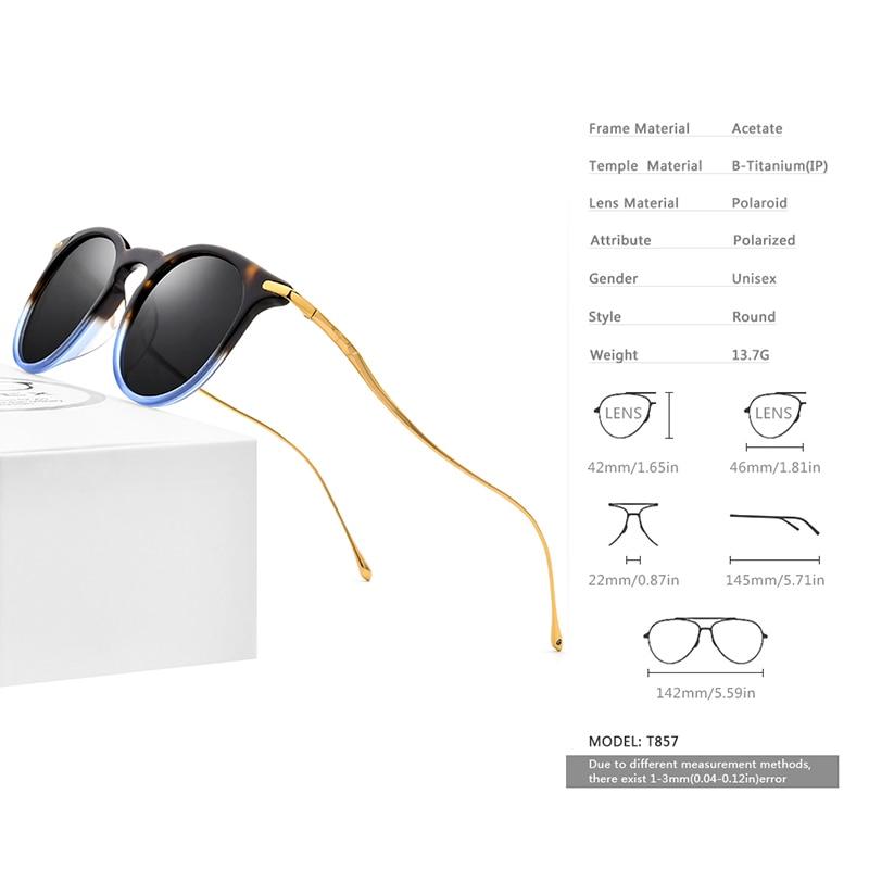 Acetate Titanium Sunglasses for men featuring vintage round polarized lenses with UV400 protection, stylish and durable design.