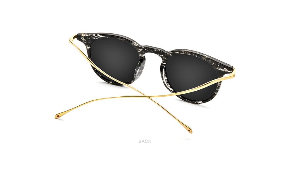 Acetate Titanium Sunglasses for men featuring vintage round polarized lenses with UV400 protection, stylish and durable design.