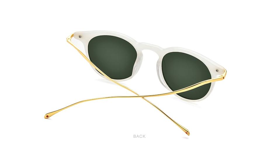 Acetate Titanium Sunglasses for men featuring vintage round polarized lenses with UV400 protection, stylish and durable design.