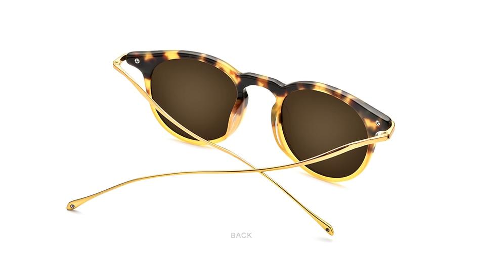 Acetate Titanium Sunglasses for men featuring vintage round polarized lenses with UV400 protection, stylish and durable design.