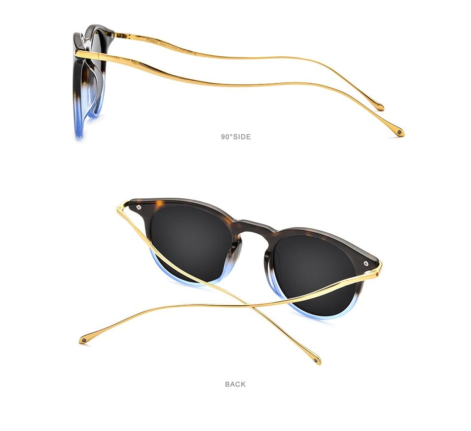 Acetate Titanium Sunglasses for men featuring vintage round polarized lenses with UV400 protection, stylish and durable design.