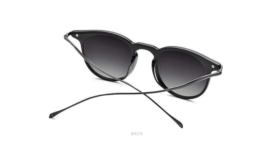 Acetate Titanium Sunglasses for men featuring vintage round polarized lenses with UV400 protection, stylish and durable design.