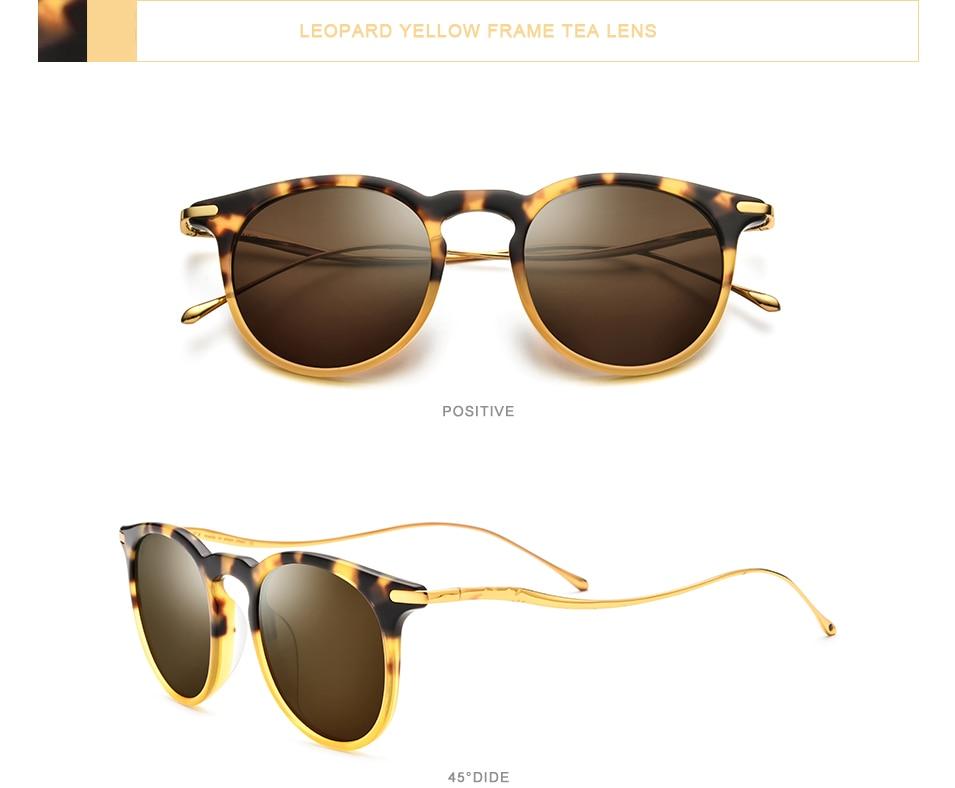 Acetate Titanium Sunglasses for men featuring vintage round polarized lenses with UV400 protection, stylish and durable design.