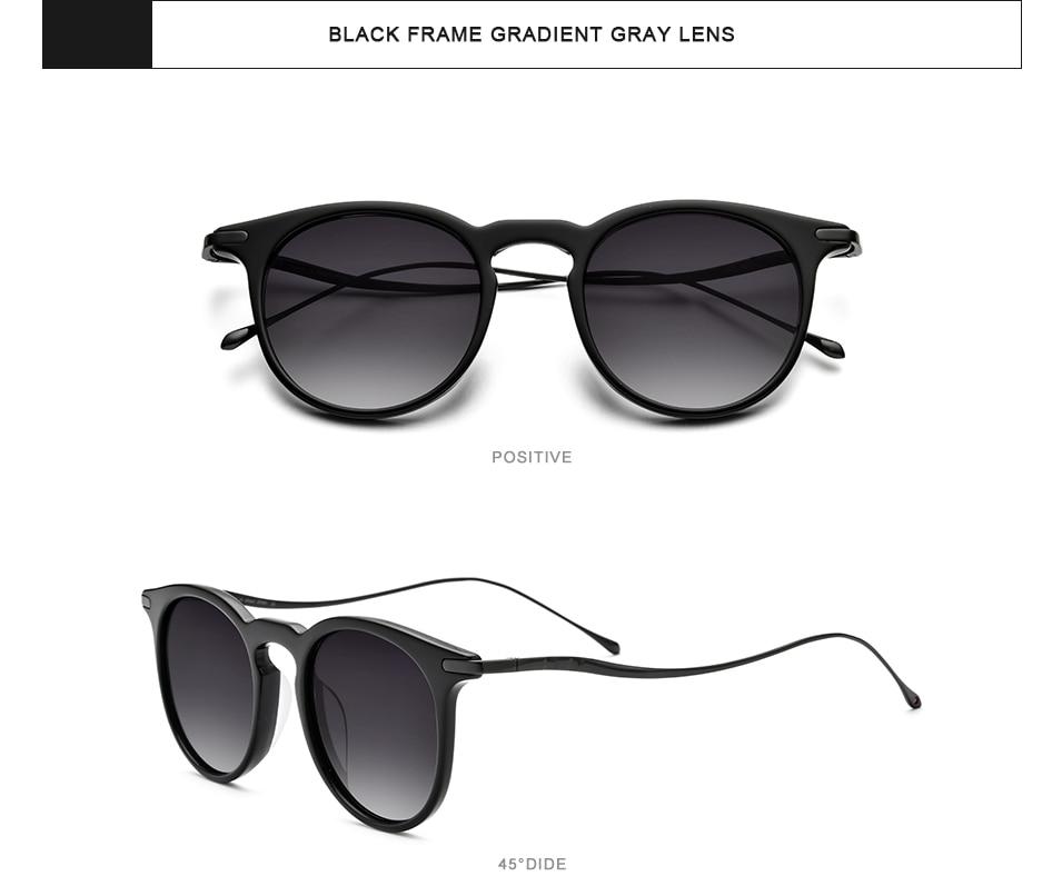 Acetate Titanium Sunglasses for men featuring vintage round polarized lenses with UV400 protection, stylish and durable design.