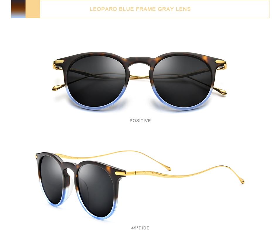 Acetate Titanium Sunglasses for men featuring vintage round polarized lenses with UV400 protection, stylish and durable design.