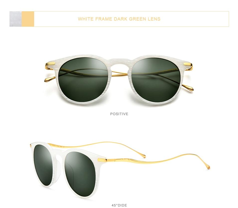 Acetate Titanium Sunglasses for men featuring vintage round polarized lenses with UV400 protection, stylish and durable design.