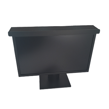 Add-A-Shelf™ T.V. Topper Shelf Large Size mounted on a flat screen TV, showcasing its sleek design and functionality.