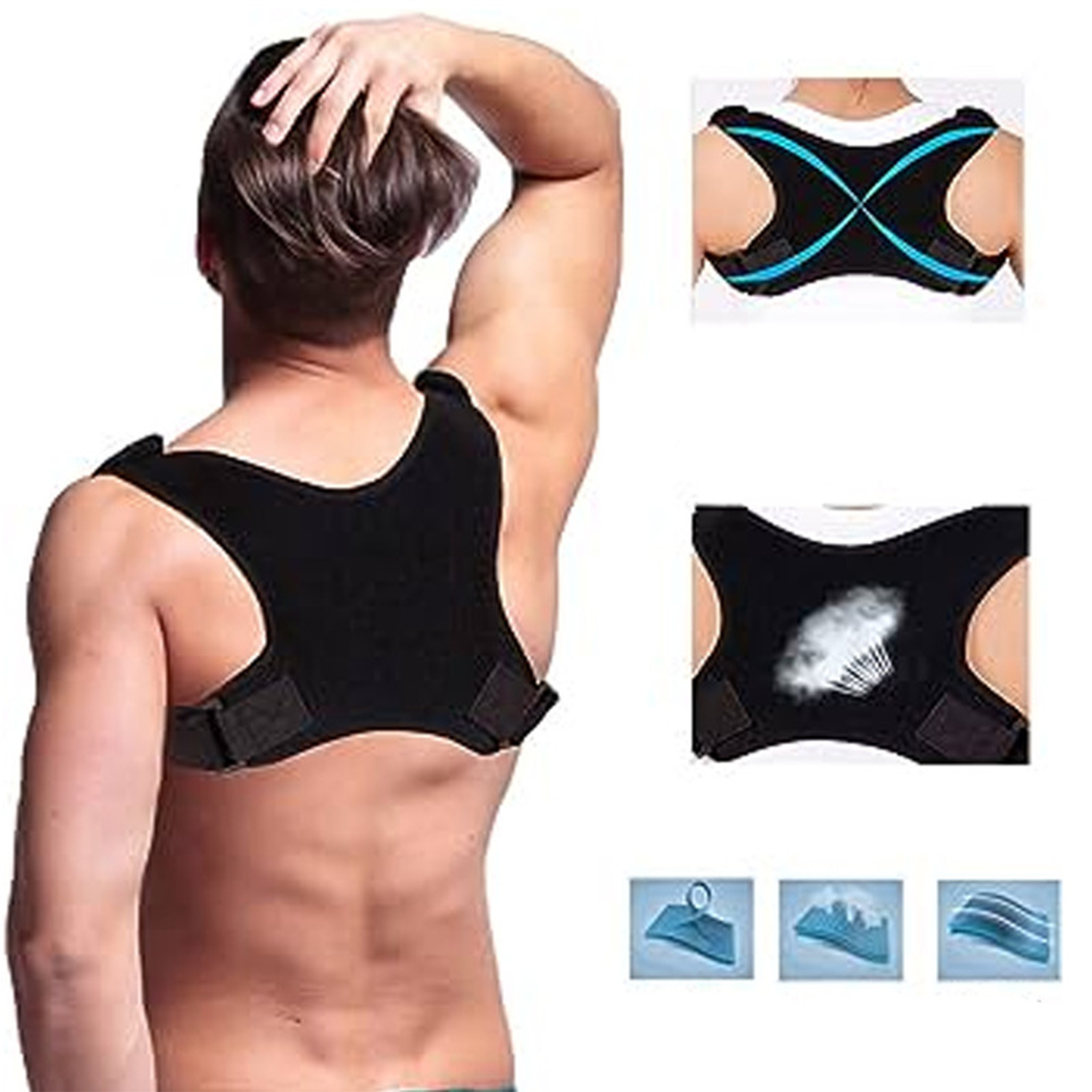 Adjustable Posture Corrector Back Shoulder Support Brace Belt designed for men and women, featuring adjustable straps for comfort and support.