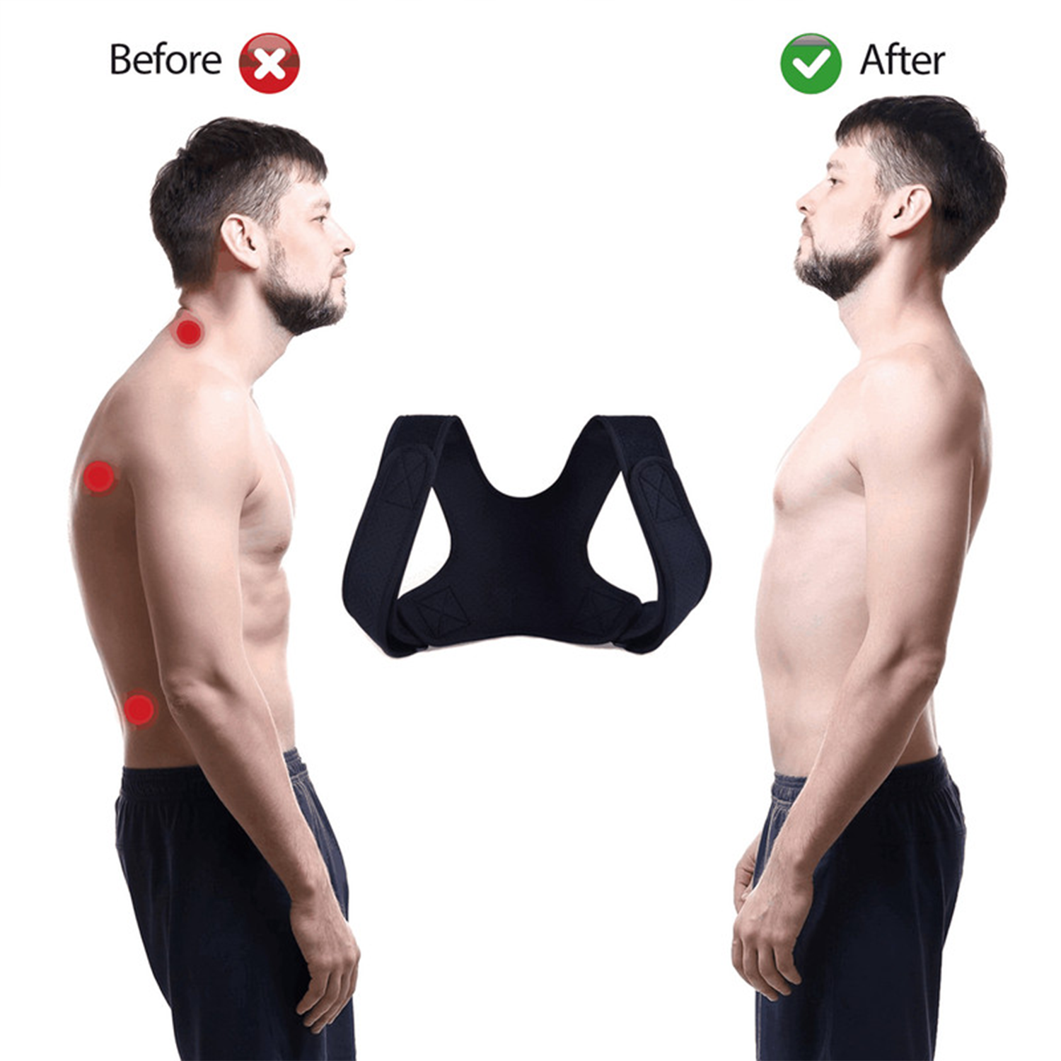 Adjustable Posture Corrector Back Shoulder Support Brace Belt designed for men and women, featuring adjustable straps for comfort and support.