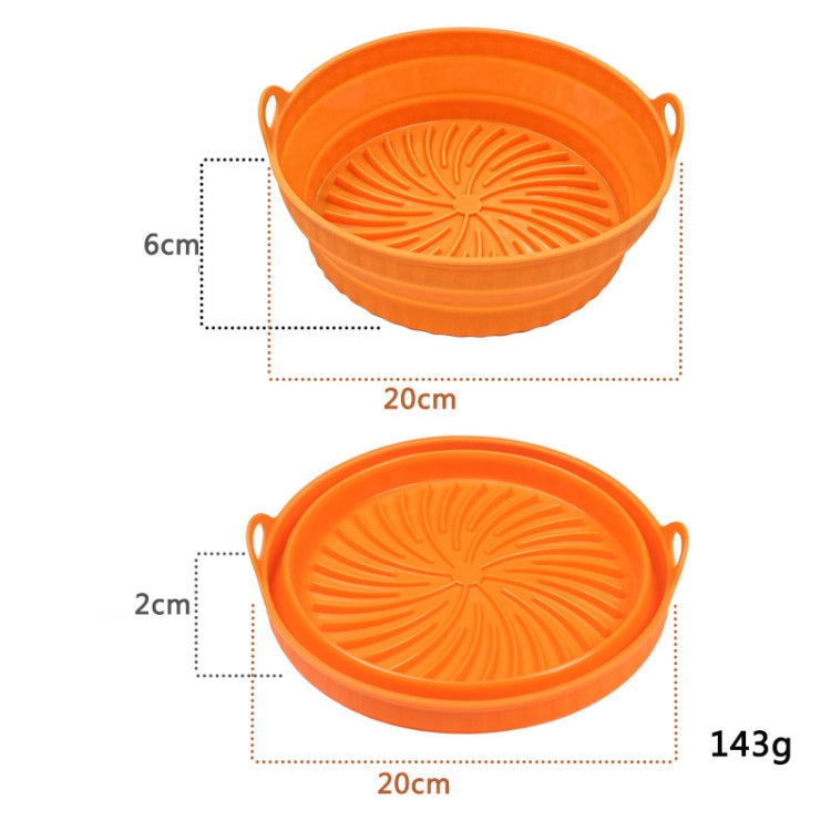 High temperature resistant silicone baking tray for air fryers, featuring a 3D drainage groove pattern and double ear carry handles.