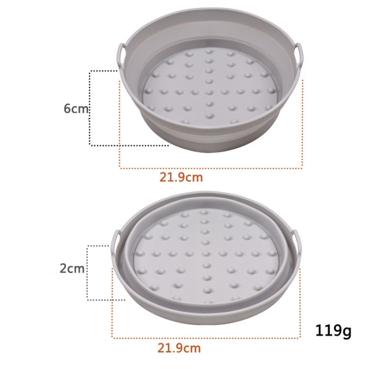 High-temperature resistant silicone air fryer grill mat with drainage grooves and raised rim for easy cooking and cleaning.