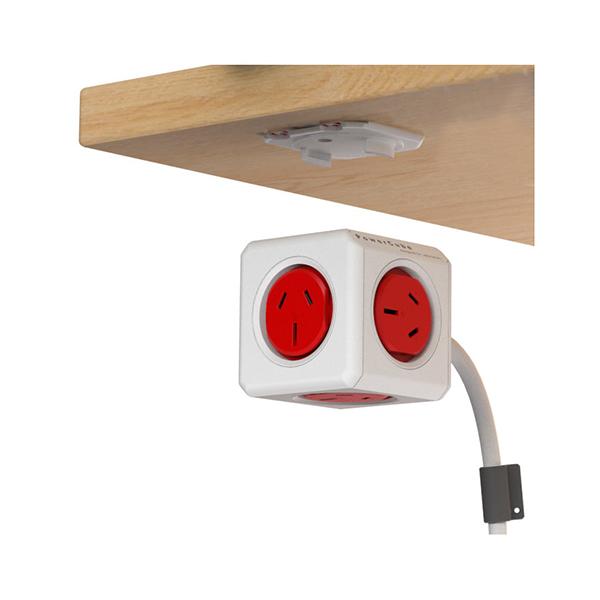 ALLOCACOC PowerCube Extended Boston Red with 5 outlets and 1.5m cable, designed for convenient power access.