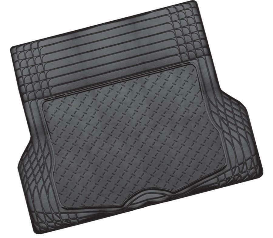 ALUMINIUM LOOK 1-Piece Boot Mat in black, made of durable rubber with an aluminium finish, designed for vehicle boot protection.