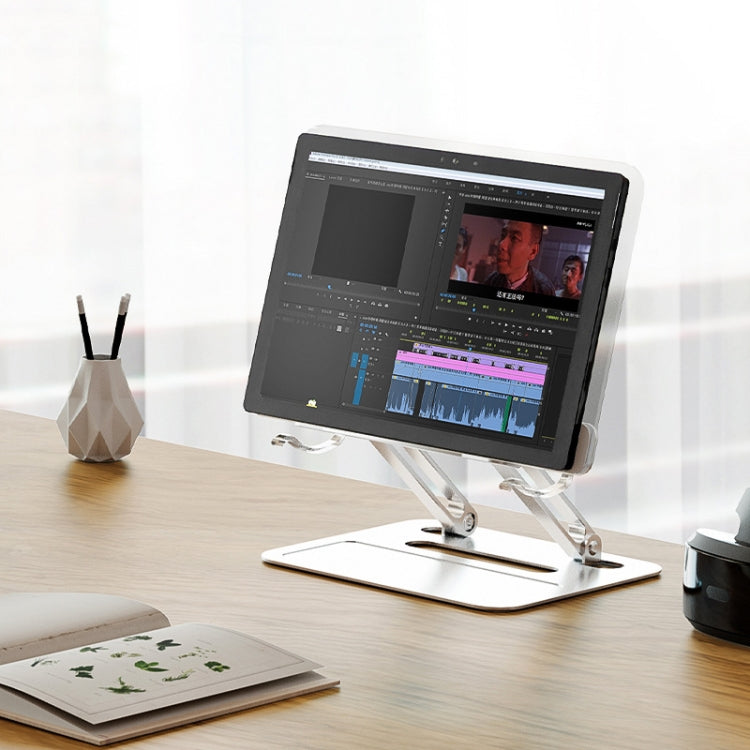 Aluminum Alloy + Acrylic Reading Rack, adjustable height and angle for tablets, ergonomic design for comfort.