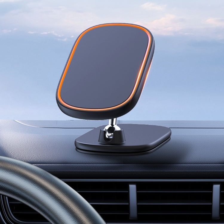 Aluminum Alloy Magnetic Foldable Car Navigation Phone Holder in orange, showcasing its sleek design and strong magnetic features.