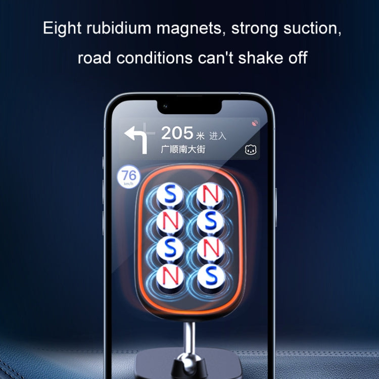 Aluminum Alloy Magnetic Foldable Car Navigation Phone Holder in orange, showcasing its sleek design and strong magnetic features.