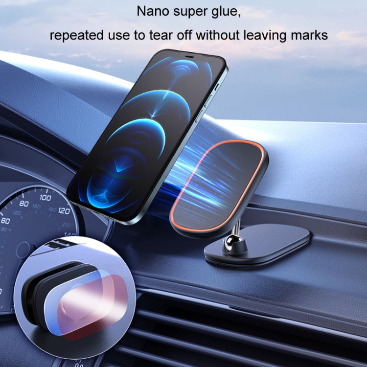 Aluminum Alloy Magnetic Foldable Car Navigation Phone Holder in orange, showcasing its sleek design and strong magnetic features.