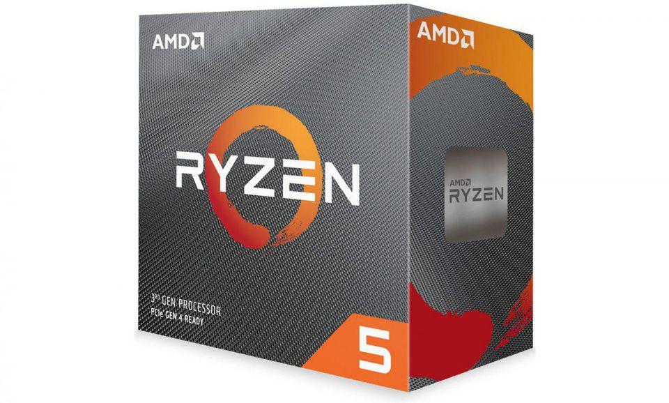 AMD Ryzen 5 3500X CPU with Wraith Stealth cooler, showcasing its 6-core design and AM4 socket compatibility.