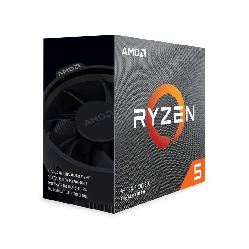 AMD-P Ryzen 5 3600X CPU with Wraith Spire cooler, showcasing its sleek design and advanced technology.