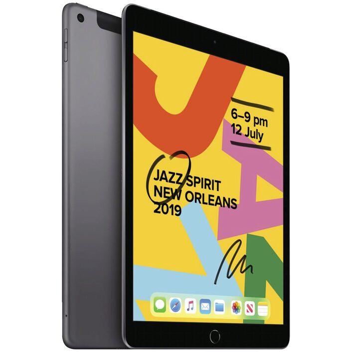 Apple iPad 10.2 G7 in Space Grey with 10.2-inch Retina display, showcasing its sleek design and features.