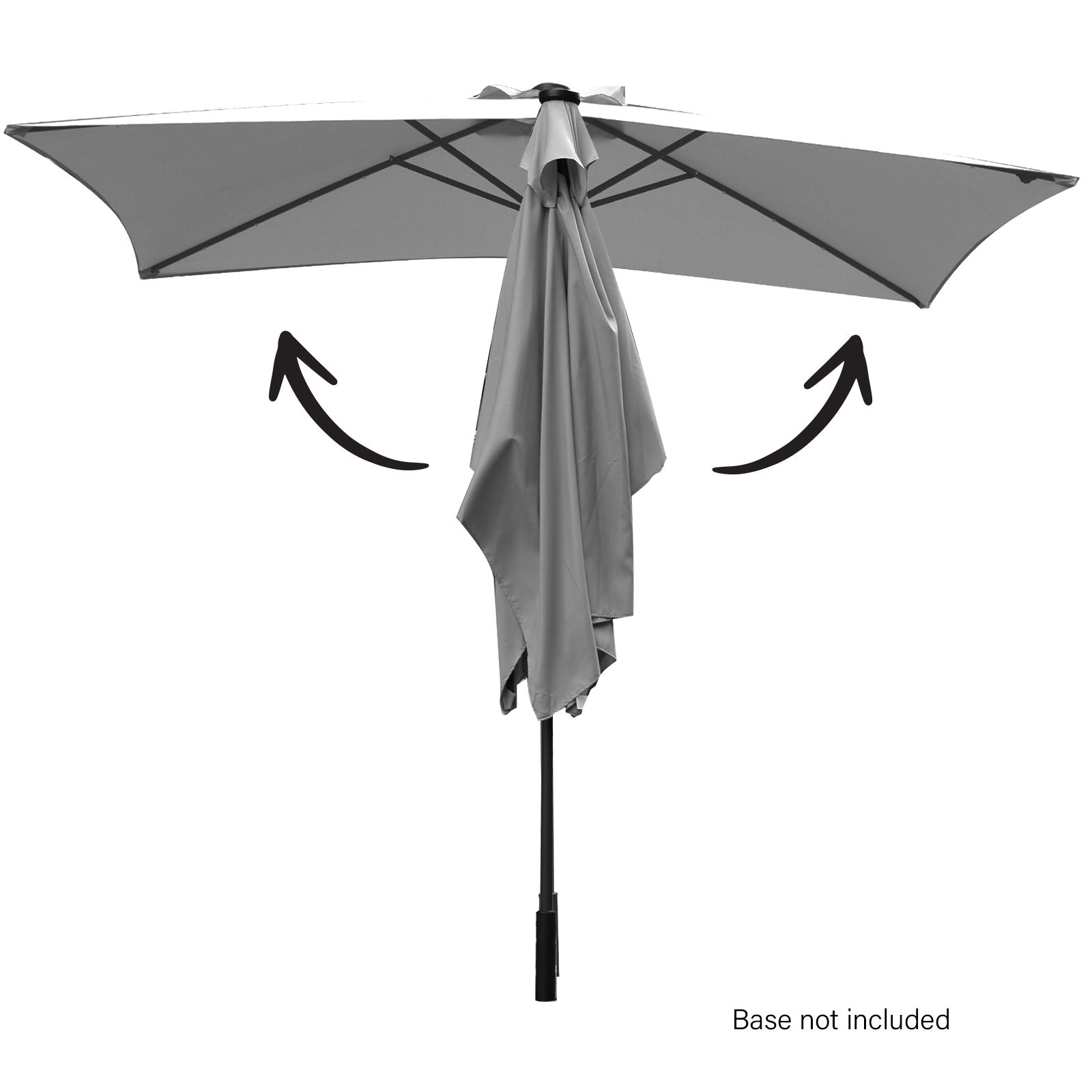 Arcadia Furniture 3 Metre Umbrella with Solar LED Lights, showcasing a stylish design with a dark grey frame and beige fabric, perfect for outdoor gatherings.