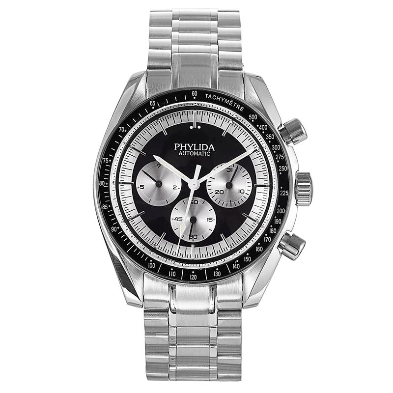 Arrival 40mm Black Panda Dial Men's Watch featuring automatic movement, stainless steel case, and luminous hands.