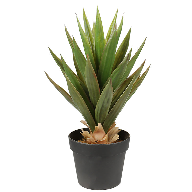 A 50 cm tall artificial dense potted aloe vera plant with lush green leaves in a sleek black pot, perfect for home or office decor.