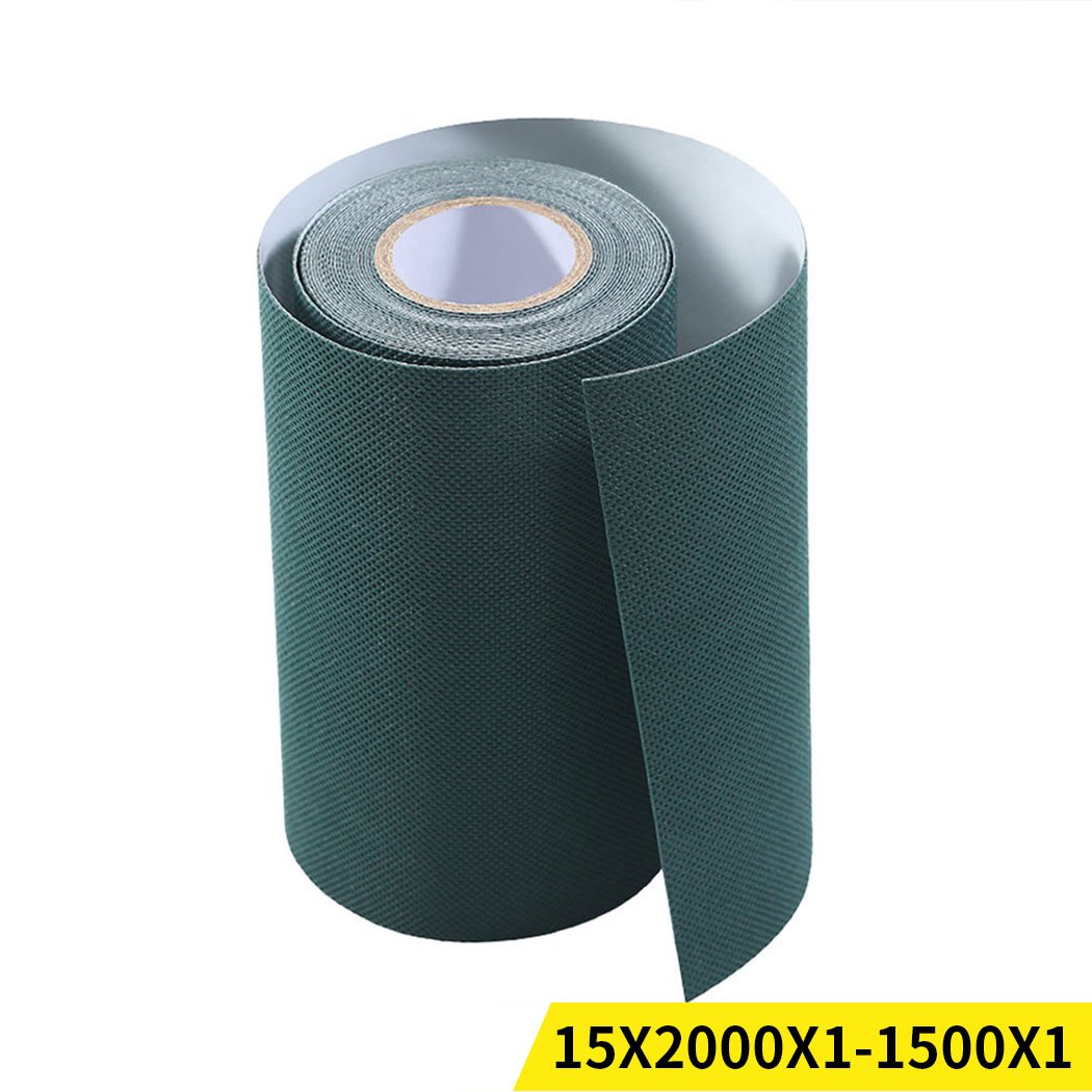 Rolls of self-adhesive synthetic turf joining tape on a white background, showcasing its durable non-woven fabric and easy-to-use design.