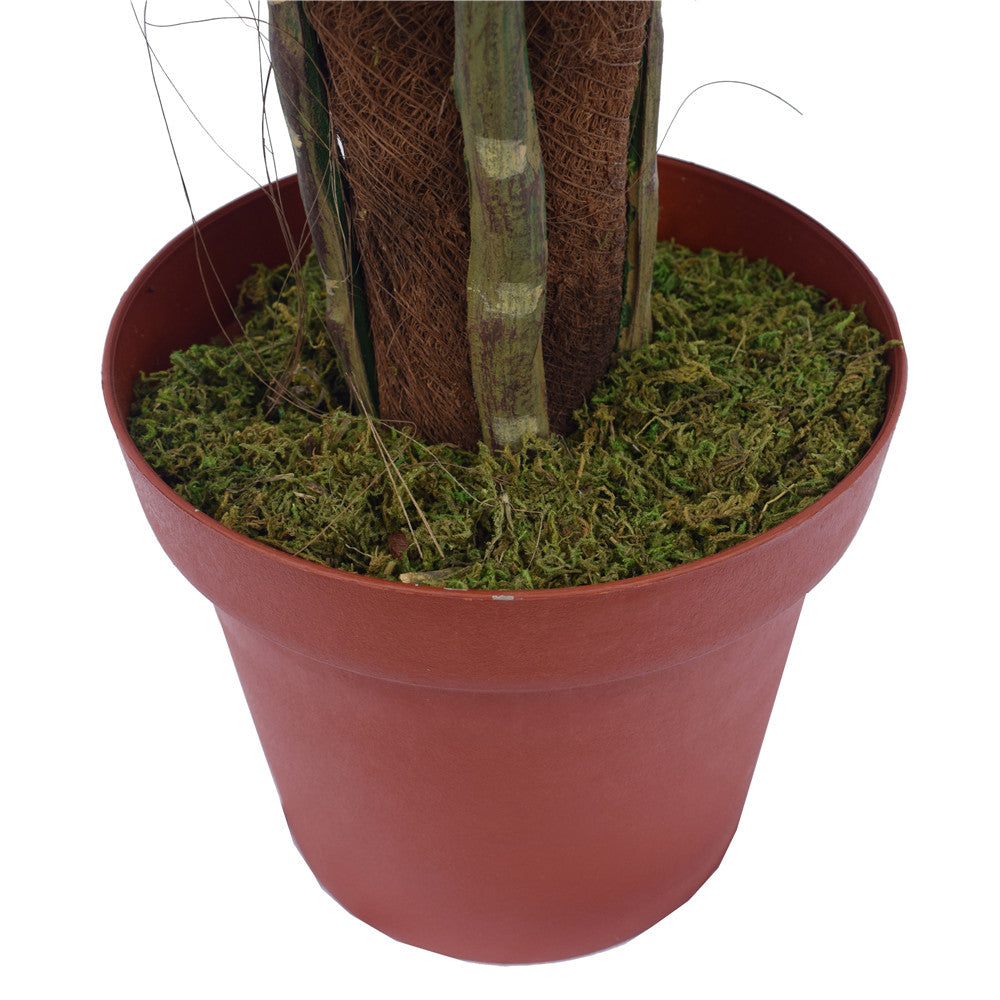 Artificial Pond Leaf Plant 110cm with fan-like green leaves and natural trunk in a basic plastic pot, perfect for indoor decoration.