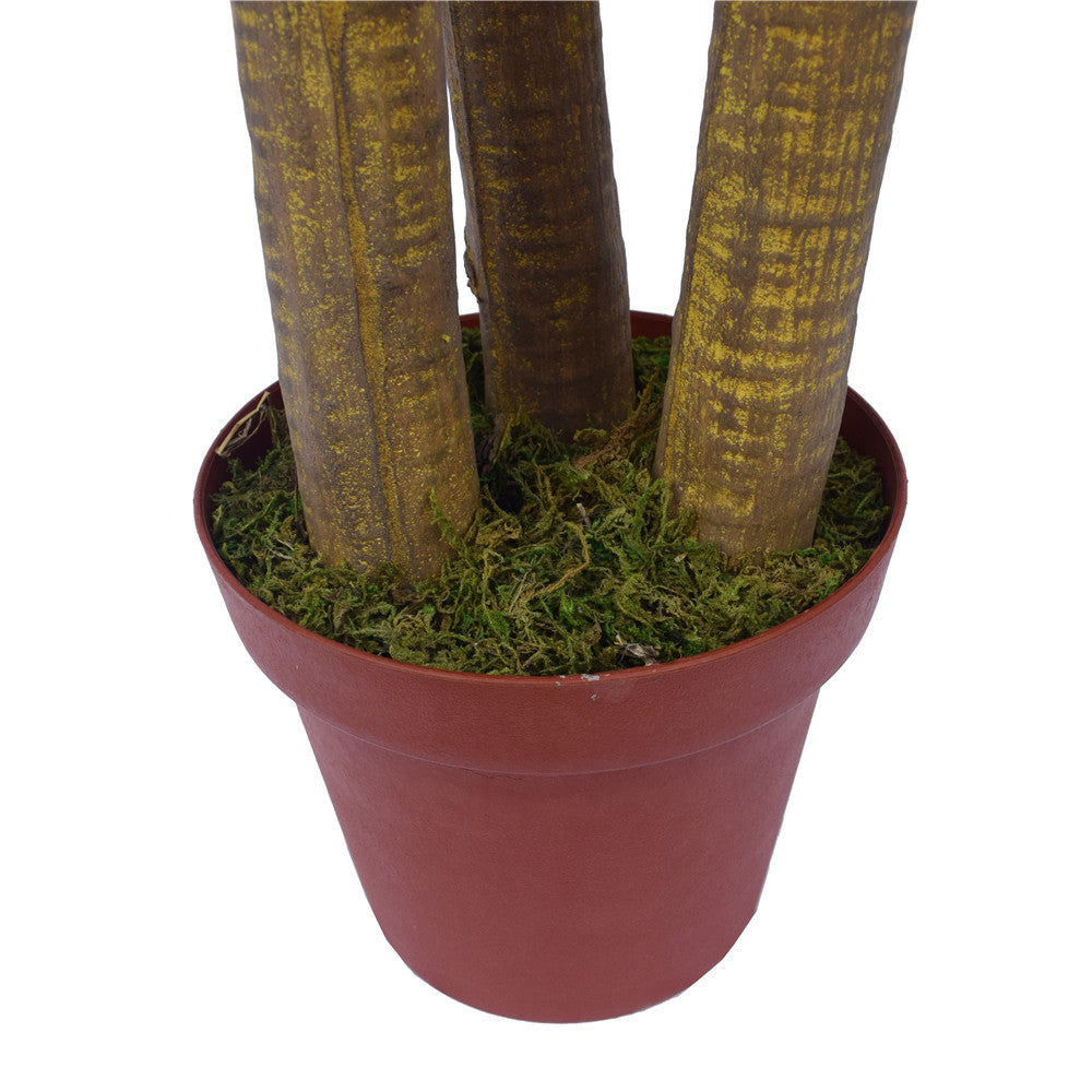 A 75cm tall Artificial Pony Tail plant with long, sweeping green leaves in a basic plastic pot, showcasing its realistic appearance.