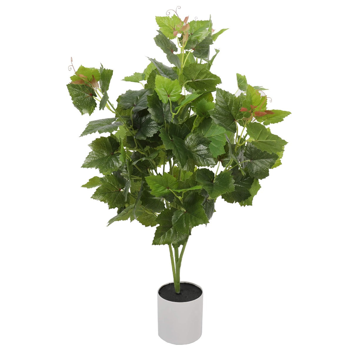 A 70cm tall artificial potted grape vine tree with realistic green leaves and pink/red flower buds in a decorative pot.