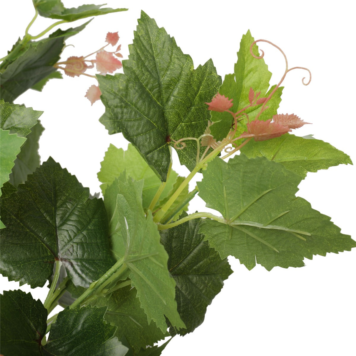 A 70cm tall artificial potted grape vine tree with realistic green leaves and pink/red flower buds in a decorative pot.
