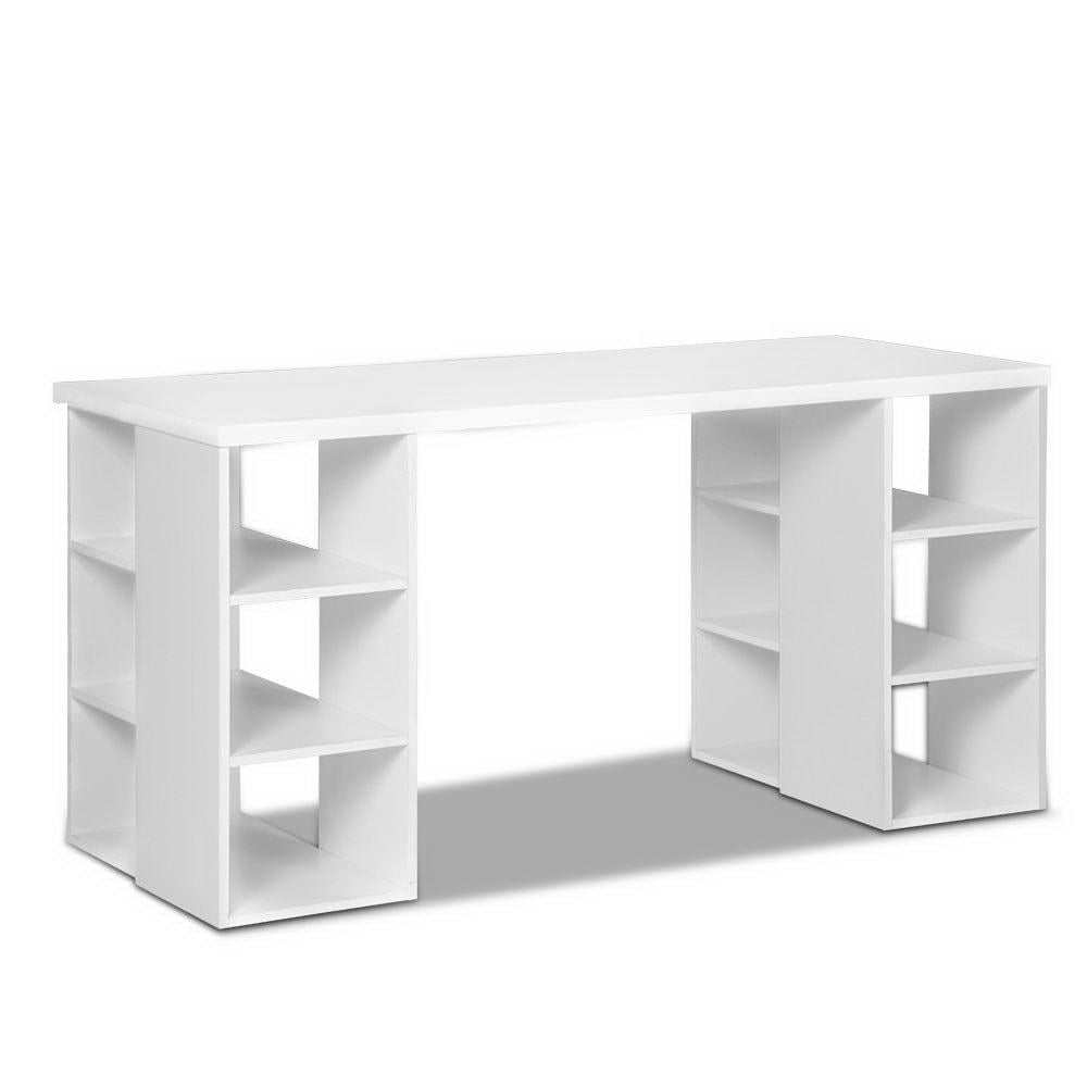 Artiss 3 Level Desk in white with storage shelves, showcasing a modern design suitable for home and office use.