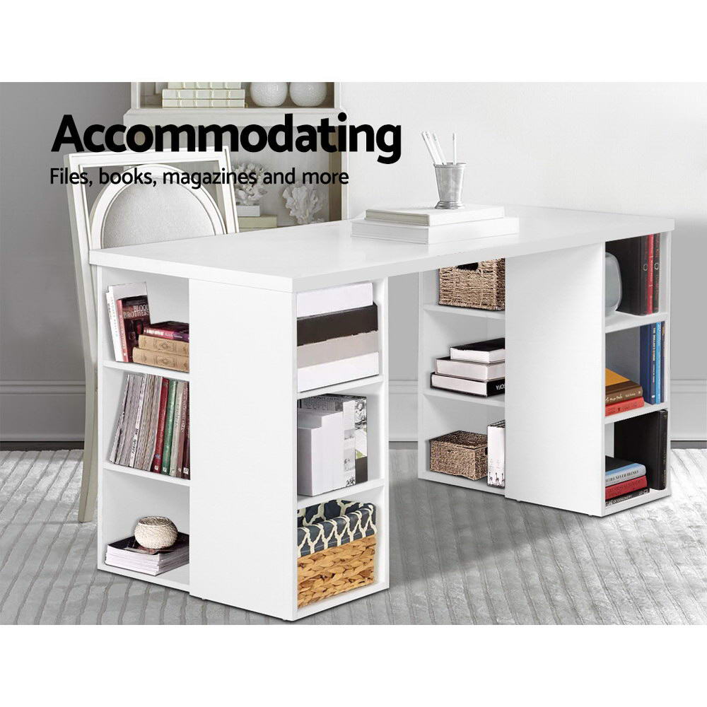 Artiss 3 Level Desk in white with storage shelves, showcasing a modern design suitable for home and office use.