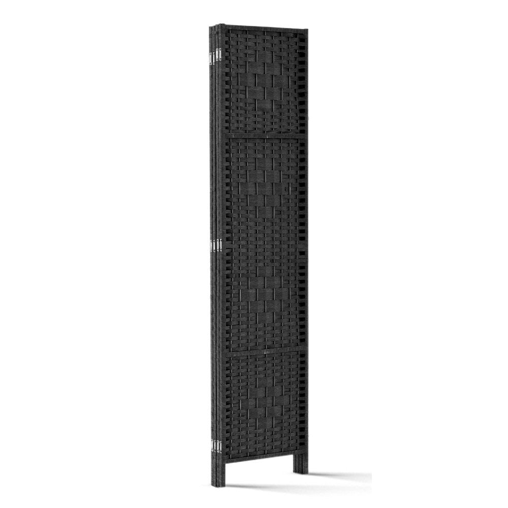 Artiss 4 Panel Room Divider featuring hand-woven rattan and solid New Zealand wood, elegantly designed for privacy and style.
