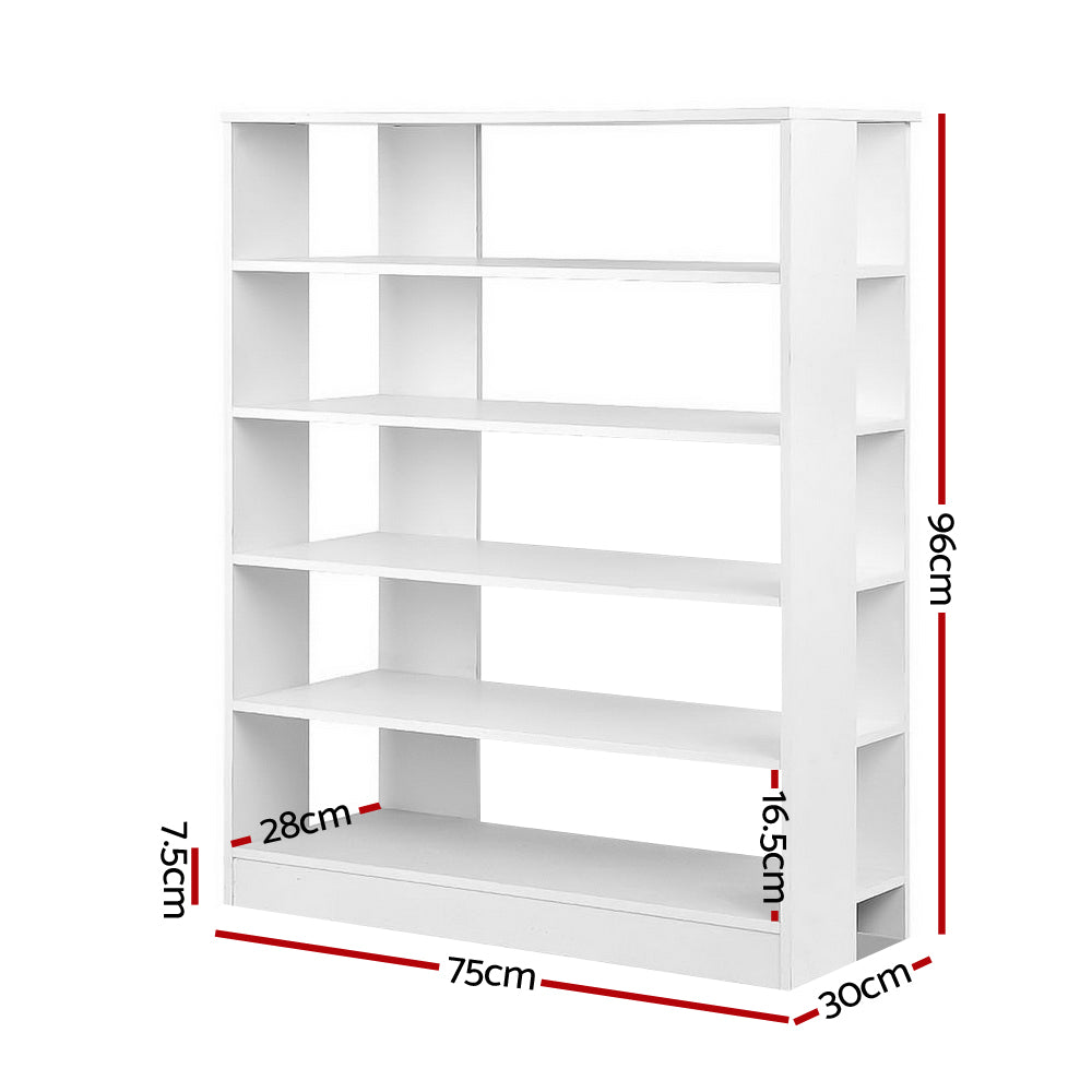 Artiss 6-Tier Shoe Rack Cabinet in White, showcasing a modern design with multiple tiers for shoe storage.
