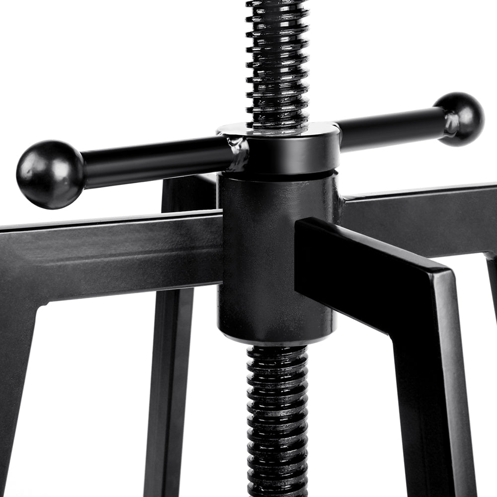 Artiss Adjustable Height Swivel Bar Stool in black and wood, featuring a vintage design with a solid wooden seat and heavy-duty steel frame.