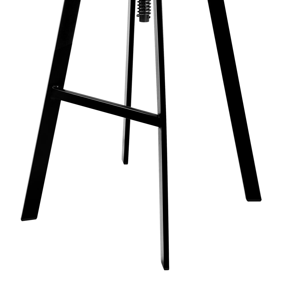 Artiss Adjustable Height Swivel Bar Stool in black and wood, featuring a vintage design with a solid wooden seat and heavy-duty steel frame.