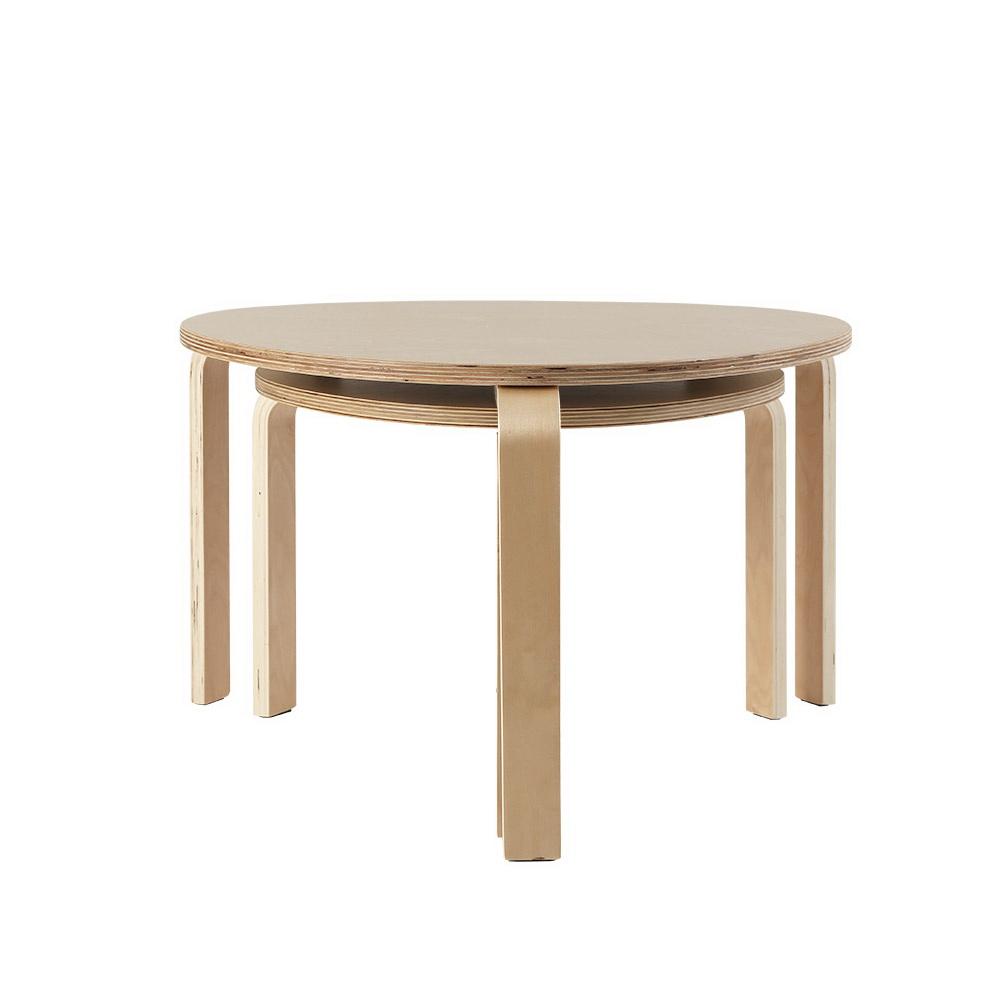 Artiss Coffee Table Nest of 2 featuring round design and clear wood grain finish, perfect for versatile home decor.
