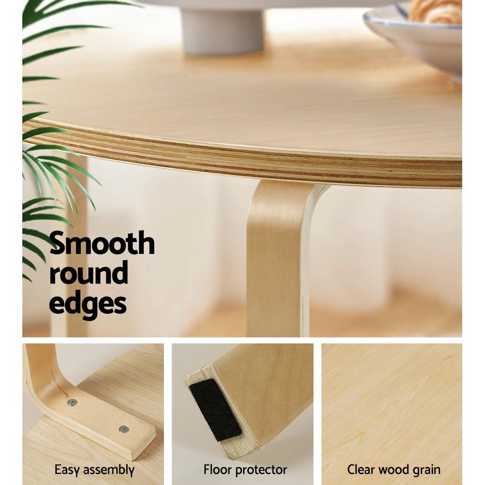 Artiss Coffee Table Nest of 2 featuring round design and clear wood grain finish, perfect for versatile home decor.