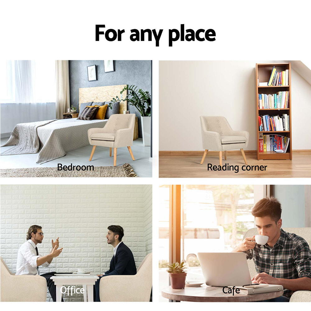 Artiss Fabric Dining Armchair in Beige with tufted backrest and rubber wood legs, showcasing its elegant design and comfort.