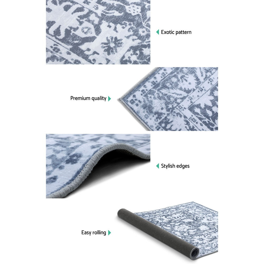 Artiss Floor Rug 160 x 230 cm in soft blue, showcasing its plush texture and non-slip backing, perfect for living rooms and bedrooms.