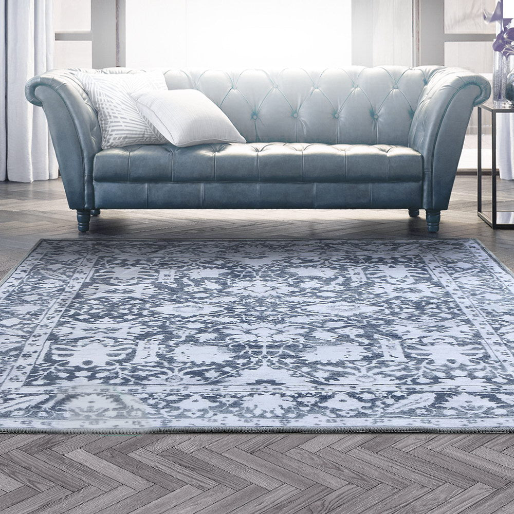 Artiss Floor Rug 160 x 230 cm in soft blue, showcasing its plush texture and non-slip backing, perfect for living rooms and bedrooms.